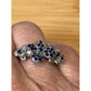 Sterling Silver Blue Sapphire Flower Ring Diamond Accent Floral Cluster Size 6.5