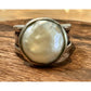 Vintage CFJ Thai Mother of Pearl 925 Sterling Silver Statement Ring Size 6.5