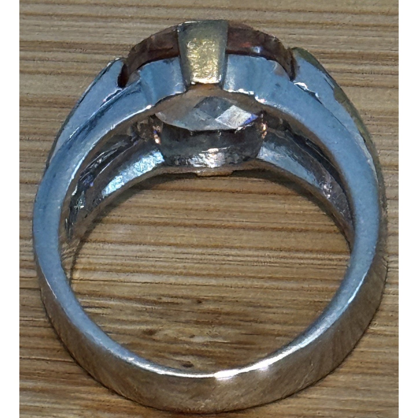 Vintage 925 Sterling Silver Champagne Quartz Statement Cocktail Ring Size 9.5