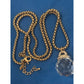 OPC Gold Tone Faceted Crystal Orb Pendant Necklace Long 32” Statement 111g