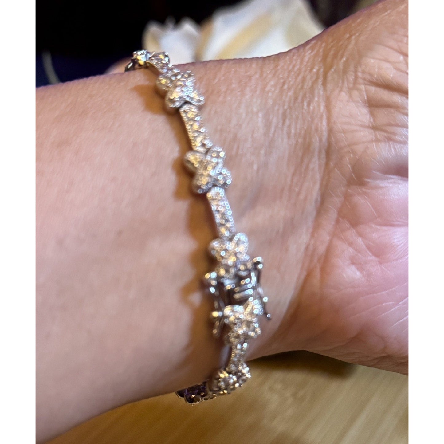Vintage FAS 925 Sterling Silver Clover Tennis Bracelet 6.75” 12g