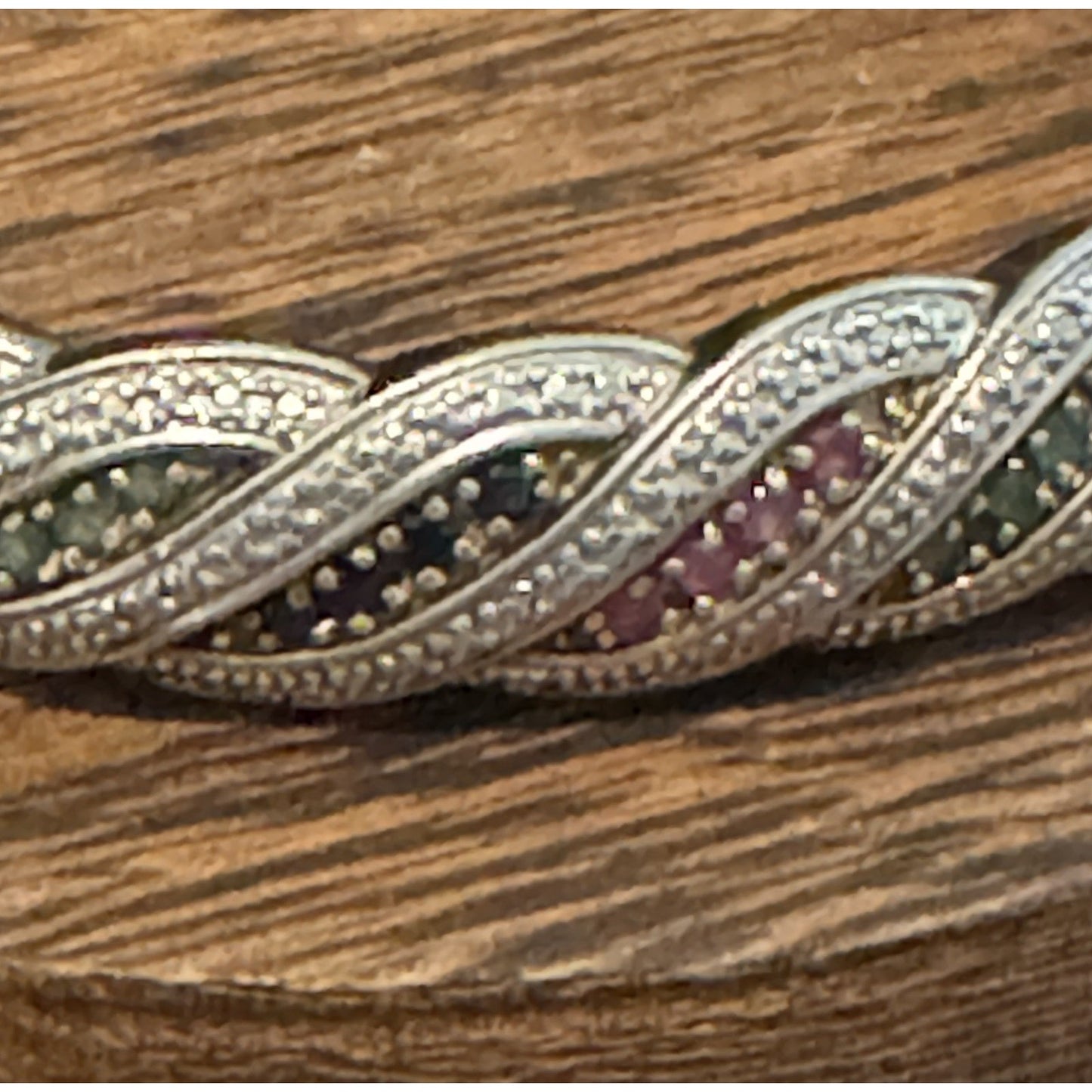 Sterling Creations 925 Silver Hinged Bangle Bracelet Rubies Emeralds Sapphires