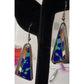 Southwest Sterling Silver Colorful Inlay Triangle Earrings