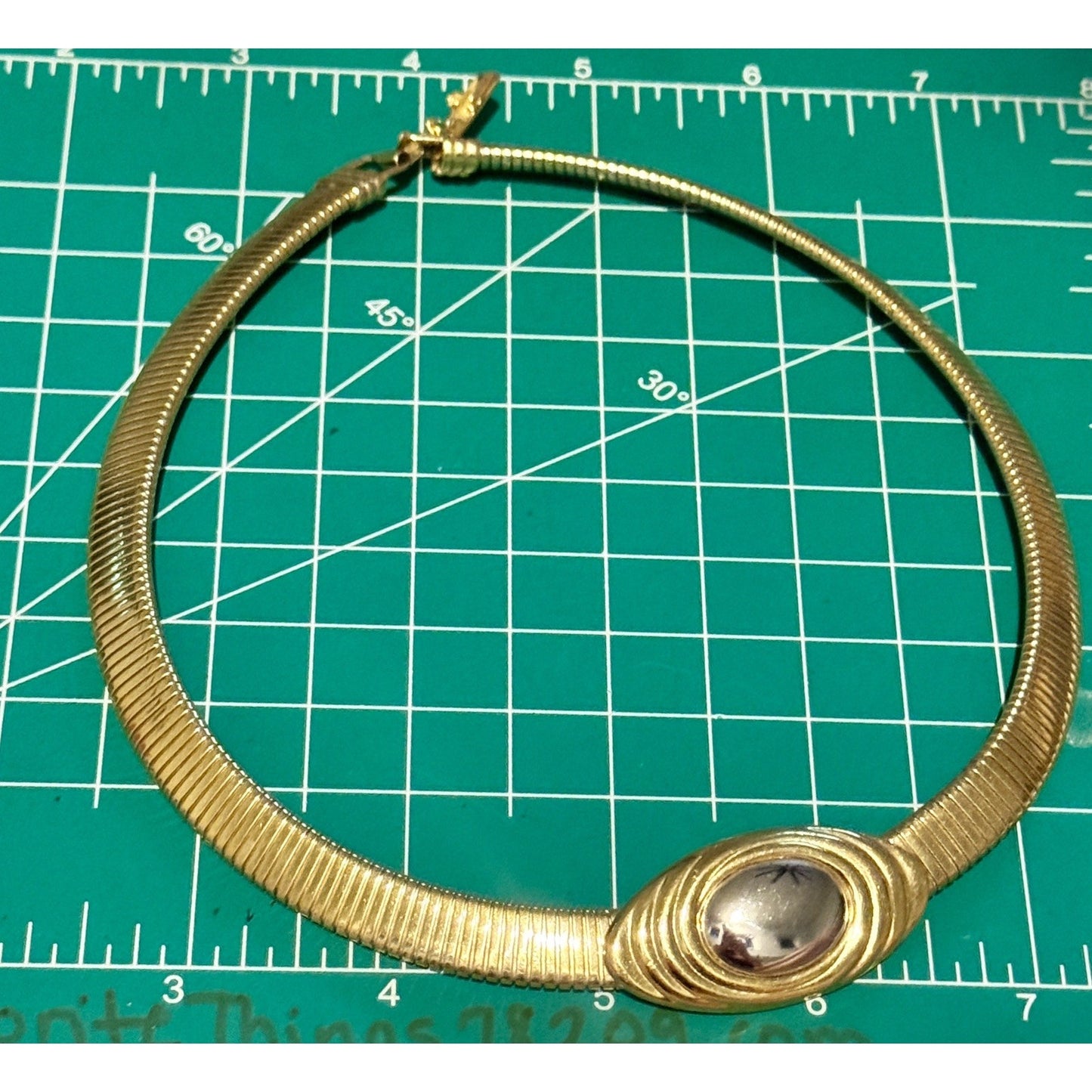 Vintage Kenneth J Lane for Avon Necklace Omega KJL Gold Tone Choker 17.5"