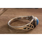 Sterling Silver Celtic Knot Ring with Blue Cabochon – Size 7