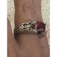 Sterling Silver Lab Created Red Heart Gemstone Ring 925 Filigree Size 8.5, 5.5g