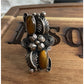 Esperanza Mexico 925 Sterling Silver Goldstone Ring Floral Adjustable Size 7.5