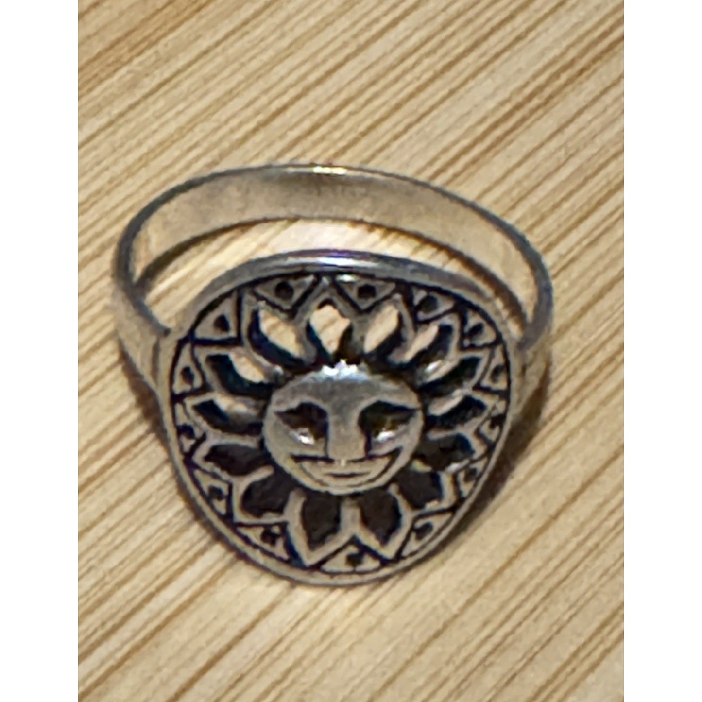 Vintage Sterling Silver Sun Face Y2K Celestial Boho Ring Size 7