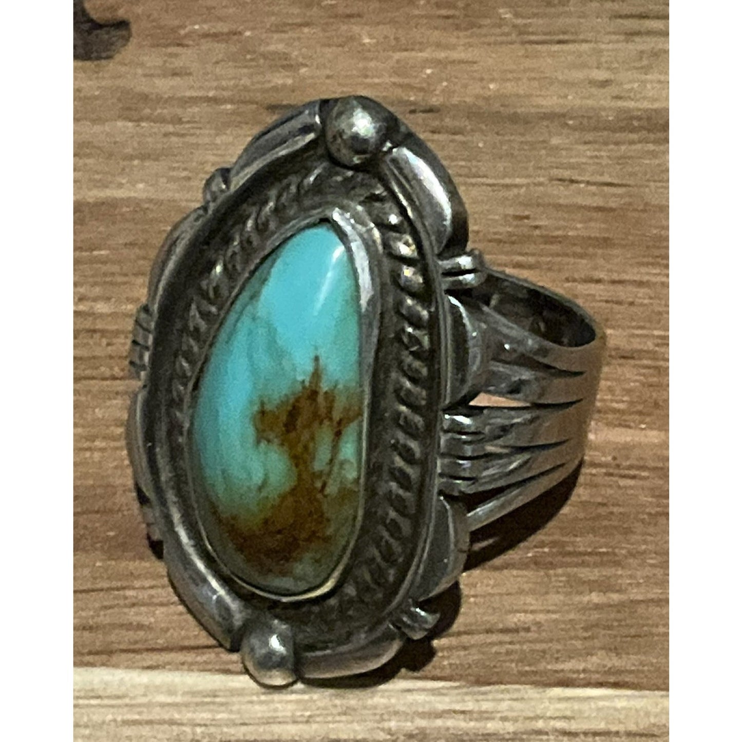 Vintage DC Sterling Silver Kingman Turquoise Ring Southwestern Navajo Sz 9 - 14g