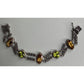 Vintage Sterling Silver Citrine Peridot Gemstone Double Chain Bracelet