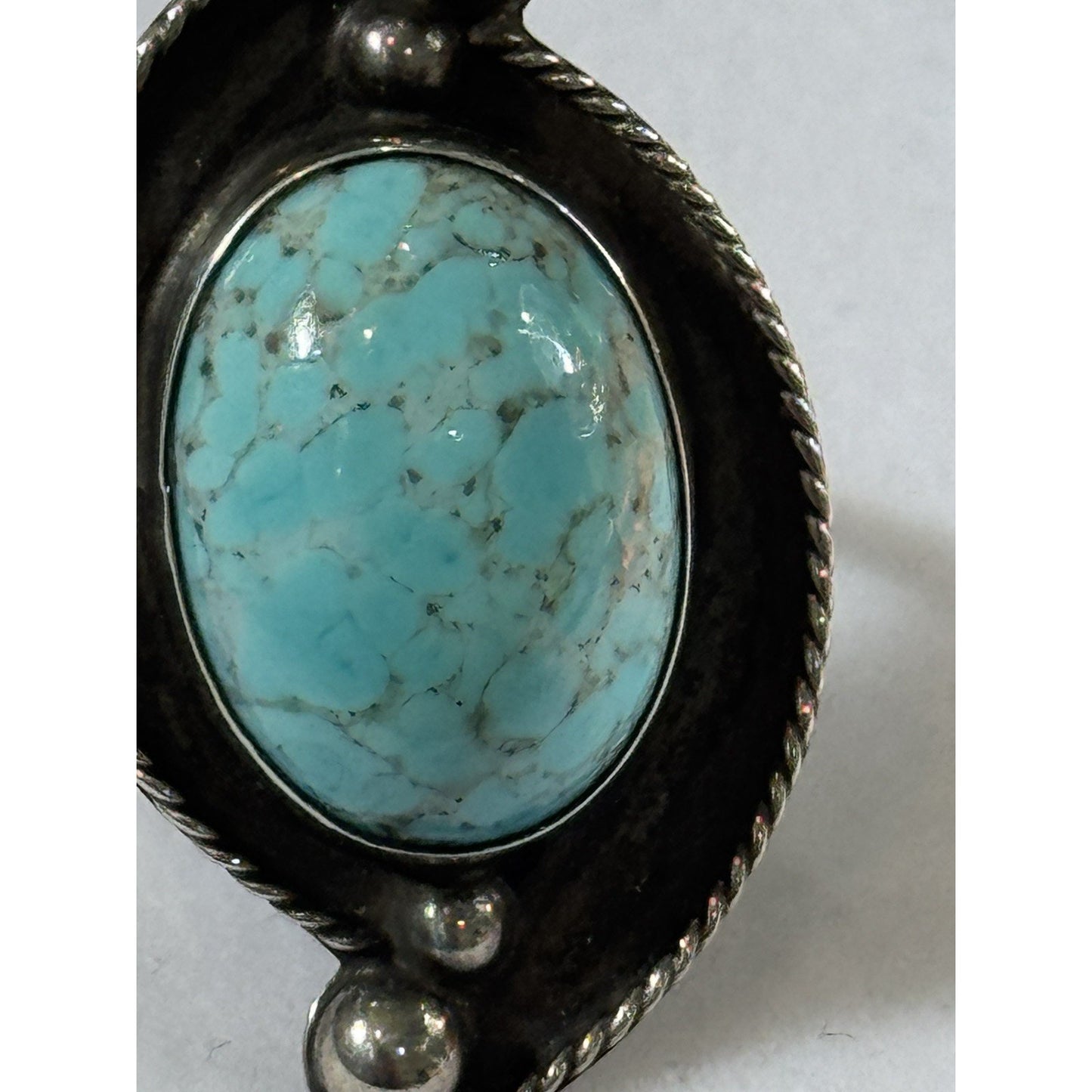 Vintage LMV Luis Martinez Vazquez Turquoise Sterling Silver Taxco Ring Size 6