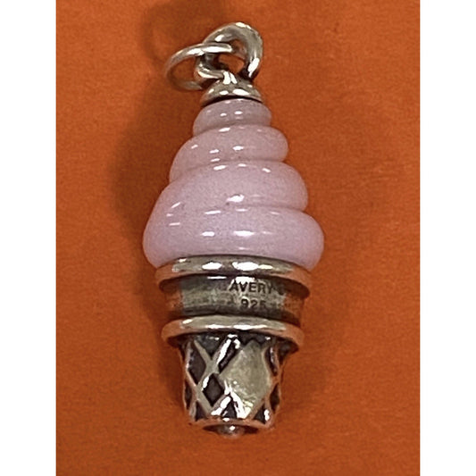 James Avery Retired Hard To Find Silver And Pink Glass Ice Cream Cone Charm Pre-Owned