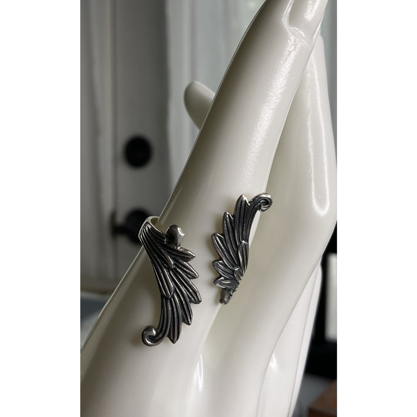 Sterling Silver Angel Wing Wrap Ring Size 8 Feather Gothic Boho