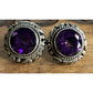 Vintage Sterling Silver Amethyst Purple Bali Stud Earrings