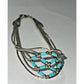Vintage Sterling Silver Turquoise Beaded Heshi Multi Strand Bracelet 7.5” Native