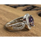 Sterling Silver Purple Halo Ring S925 Vintage Style CZ Size 6.5