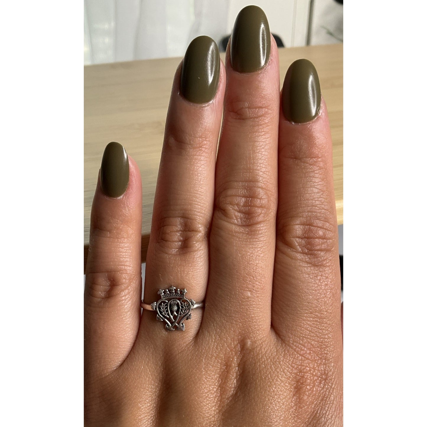 Vintage Sterling Silver Scottish Claddagh Ring Crown Heart Thistle Size 9