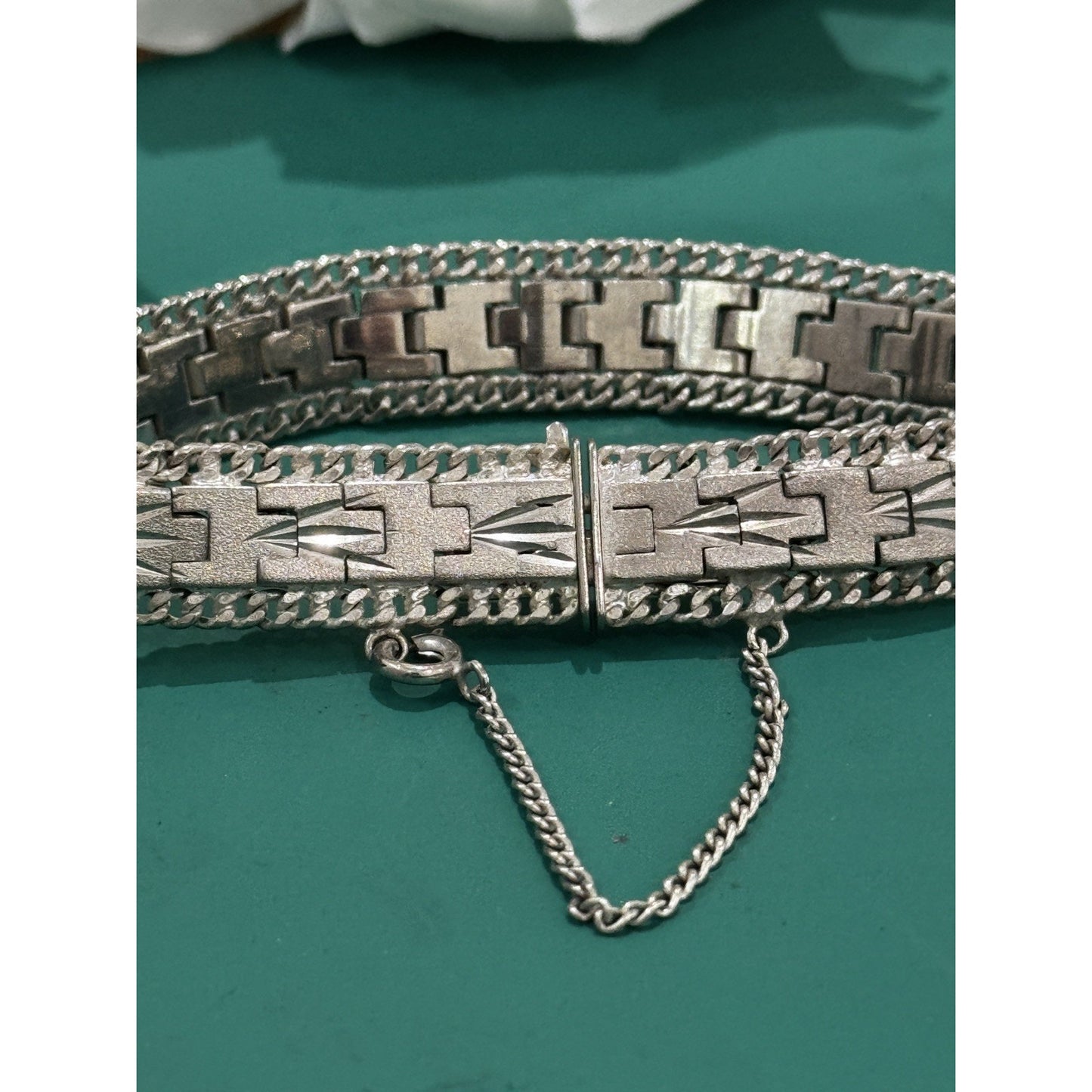 Vintage 925 Sterling Silver Arrow Geometric 70-80s Wide Bracelet 8” 40g