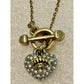 Vintage Juicy Couture Gold Tone Pavé Crystal Crown Heart Toggle 16” Necklace Y2K