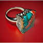 Handmade Sterling Silver Multicolor Mohave Turquoise & Spiny Oyster Ring 10.5