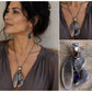 Large Artisan Mother of Pearl Amethyst Citrine Statement Pendant 55g 5” X 2.5”