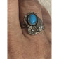 Signed WM Navajo Sterling Silver Turquoise Ring Floral Design Size 7