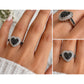 Vintage Sterling Silver Black and White Moissanite Heart Cluster Ring Size 7.5