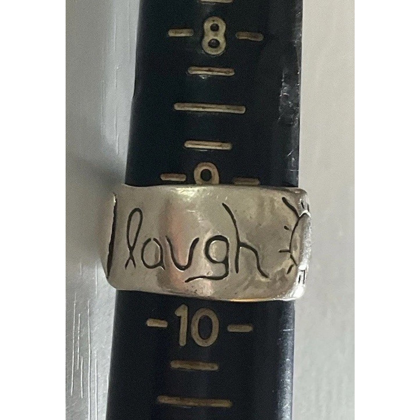 925 Inspirational Ring Live Love Laugh Band Wide Statement Ring Size 9.5