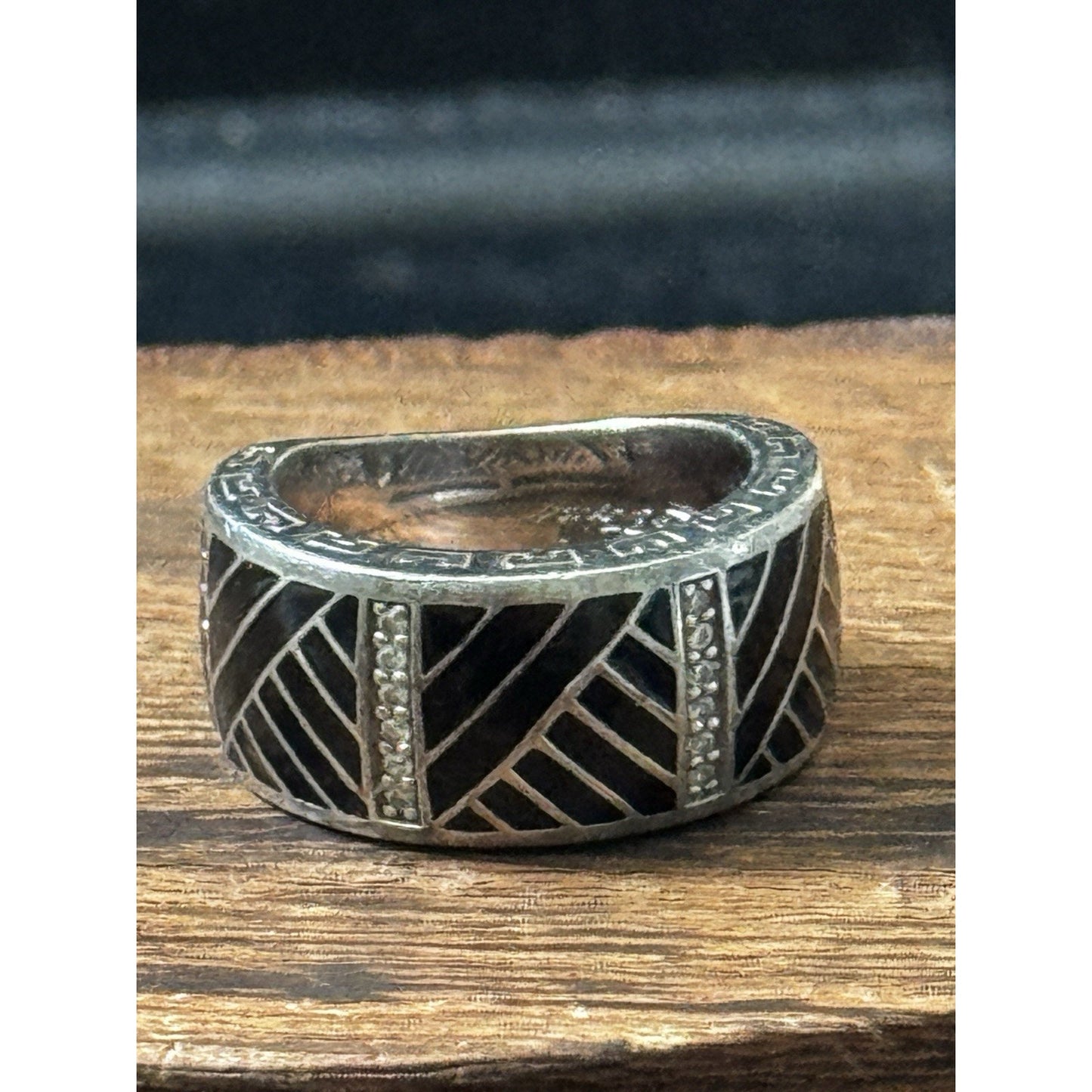 Belle Étoile Laguna Ring Sterling Silver Black Enamel Size 6.5 SOLD OUT