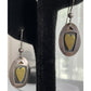 Vintage Two Tone Heart Sterling Silver And Gold Dangle Drop Earrings Signed FF