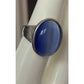 Vintage Large Blue Cabochon Cats Eye Statement Ring 925 Sterling Silver Size 8