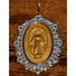 Vintage Germany Miraculous Medal Virgin Mary Gold Tone Blue Enamel Pendant