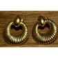 Vintage Simply Whispers RR Gold Tone Ribbed Hoop Door Knocker Pierced Earrings