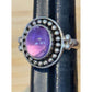 Amethyst Cabochon Sterling Silver Beaded Purple Gemstone Ring Size 7.5 India