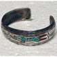 Signed Navajo J Nezzie Sterlin Silver Thunderbird Turquoise Coral Inlay Cuff 23g