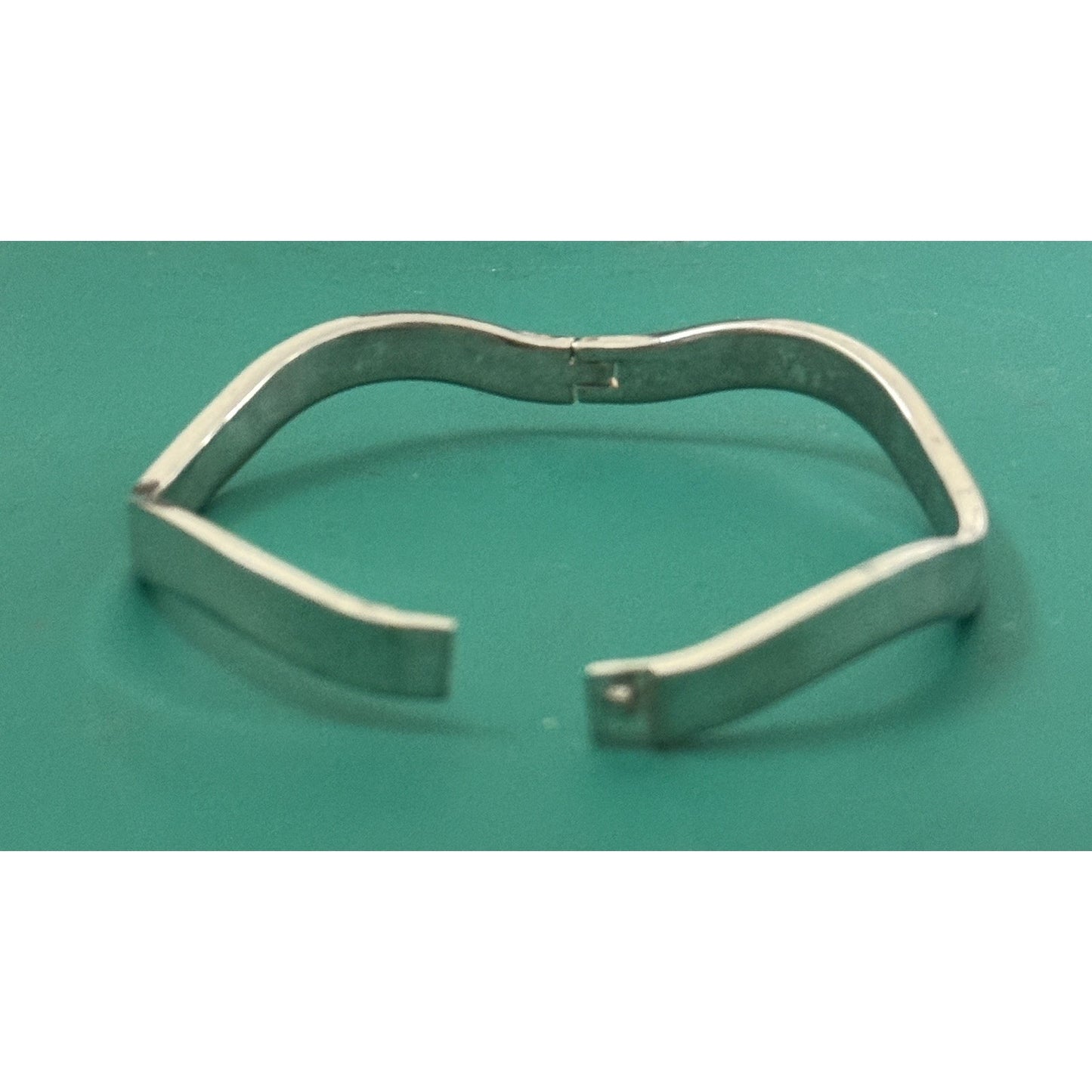 Vintage 925 Sterling Silver Modernist Mid Cen Wave Hinged Bangle Bracelet 26.2g