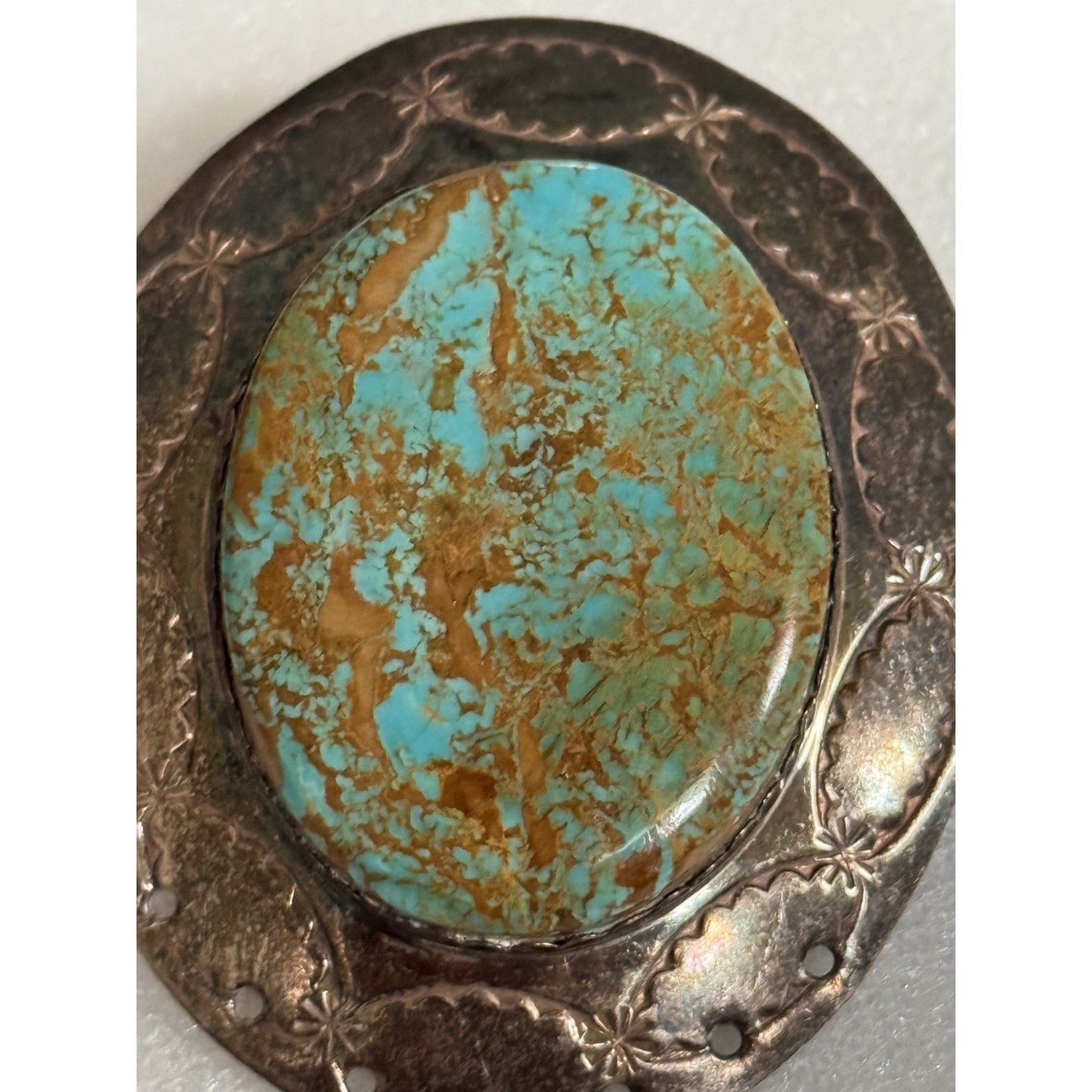 Signed Gale Self Choctaw Sterling Silver Turquoise Pendant Native American 32g