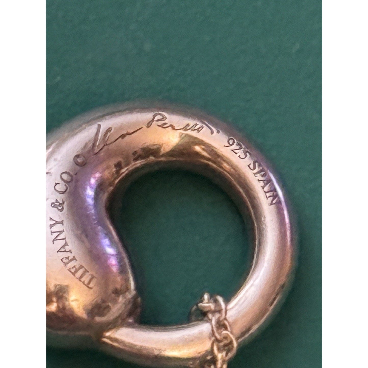 Tiffany & Co. Elsa Peretti Small Bean Pendant Necklace 925 Silver Spain 16”