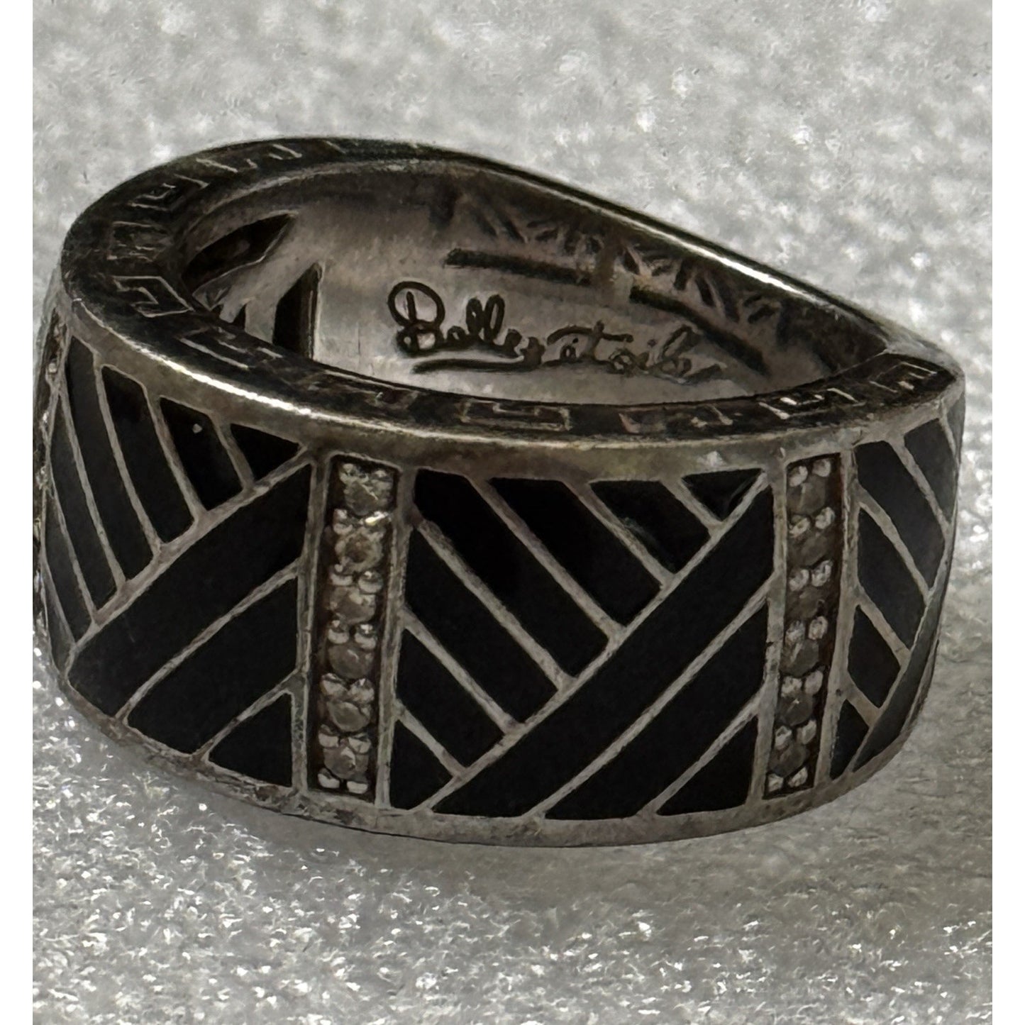 Belle Étoile Laguna Ring Sterling Silver Black Enamel Size 6.5 SOLD OUT