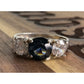 Vintage 925 Sterling Silver Blue Sapphire CZ 3 Stone Ring Sz 10.5