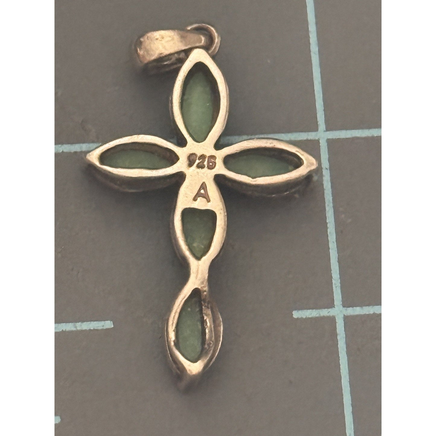Vintage Native American Southwest Sterling Silver Petite Turquoise Cross Pendant