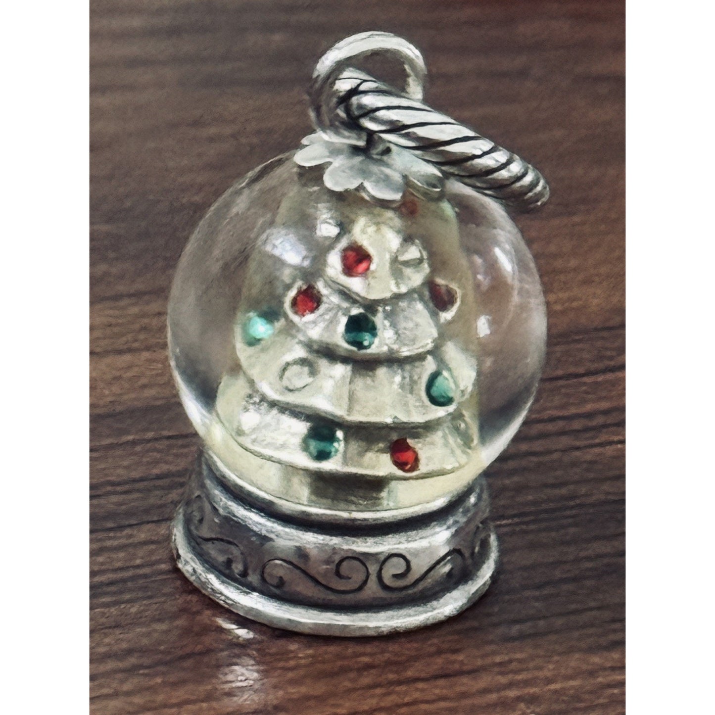 Brand New Rare Brighton Snowglobe Christmas Tree Silver Tone Charm Or Pendant