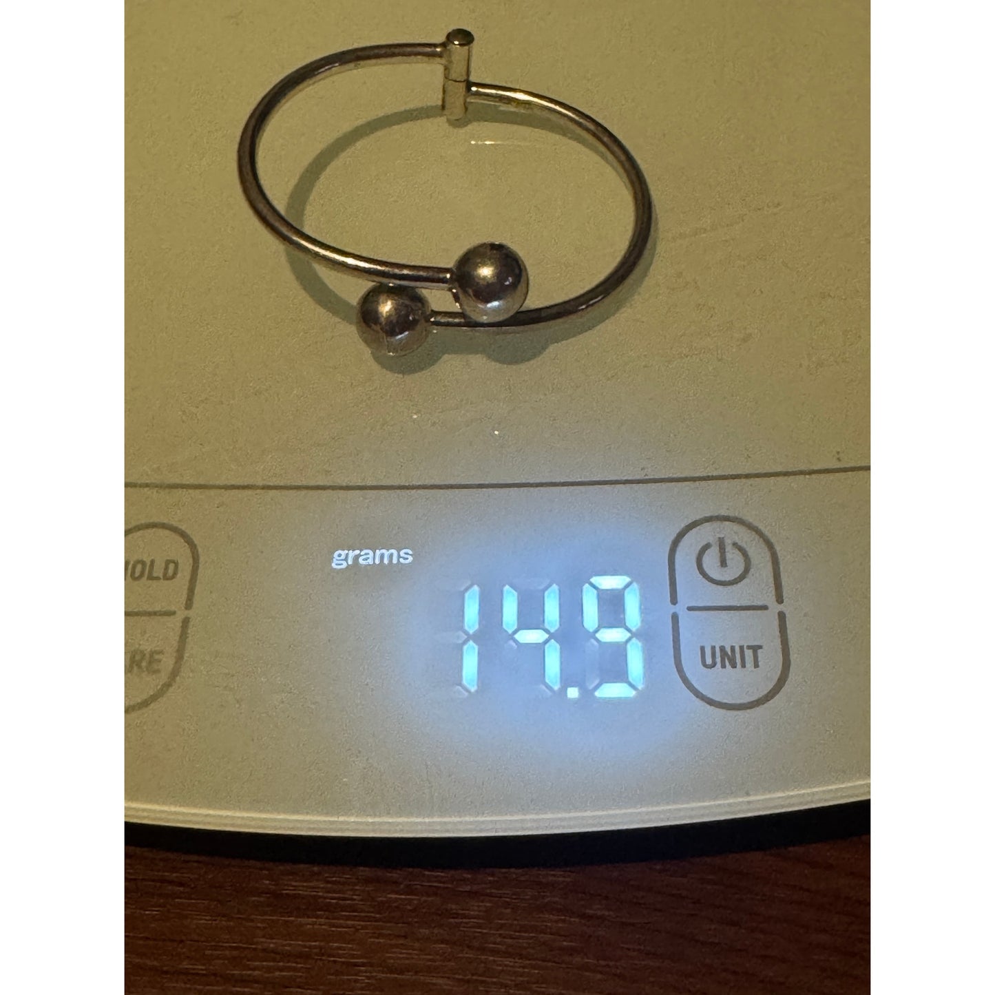 Vintage ATI Mexico 925 Sterling Silver Hinged Bypass Ball-End Bangle Orb Bracelet 14.8g