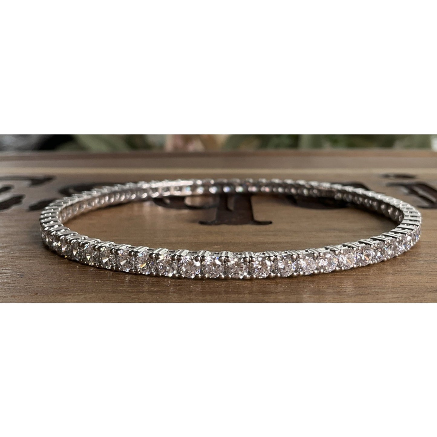 Sterling Silver CZ Tennis Bangle Bracelet 925 Cubic Zirconia