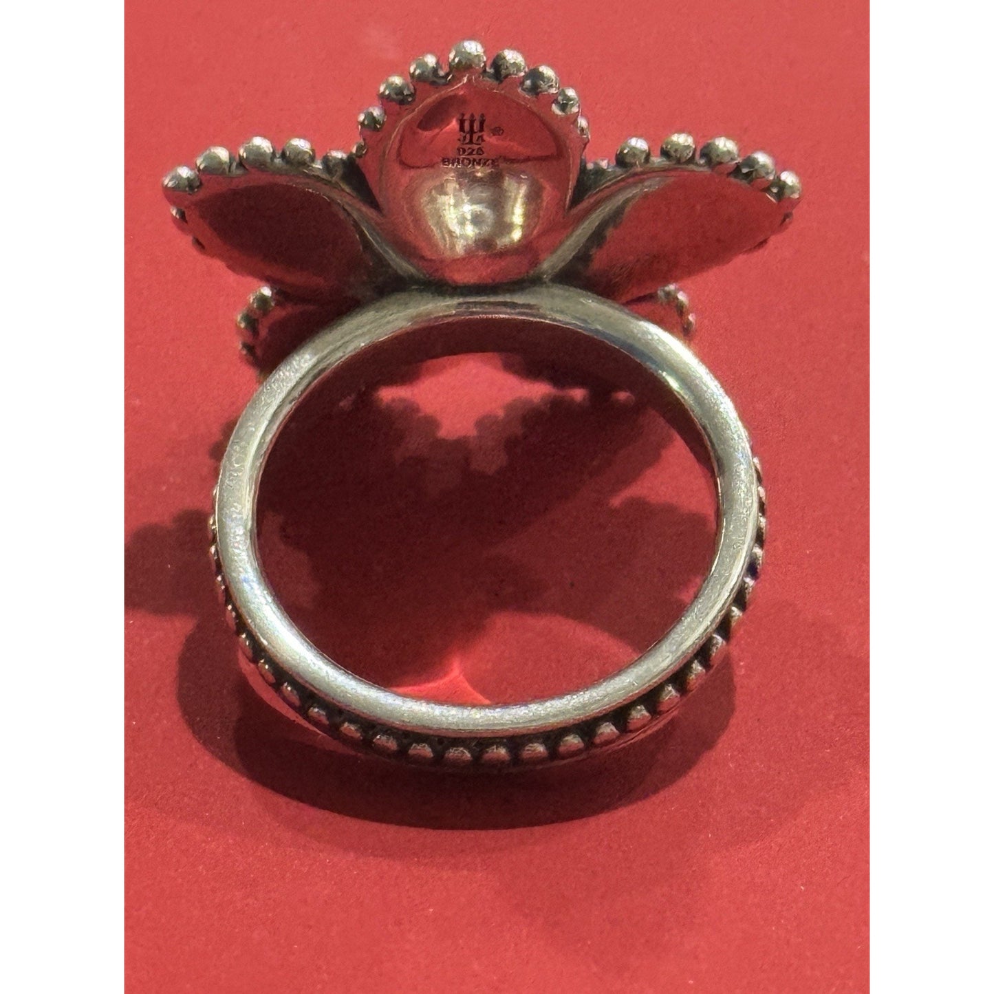 Pre owned James Avery Retired Sterling Silver & Bronze Beaded Festive Flower Ring Size 7.5