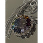 Vintage Victorian 925 Sterling Rainbow Gemstone Druzy Pendant Necklace 18”