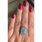 Vintage Leg Aquamarine Cabochon Sterling Silver Cocktail Statement Ring Sz 10.25