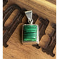 Sterling Silver Green Malachite Square Pendants .925 Modernist Statement Jewerly