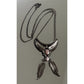 Vintage Navajo Sterling Silver Pink Conch Dangle Feather Necklace Signed S Cline