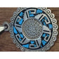 Taxco TB-271 Sterling Silver 925 Turquoise Aztec Calendar Pendant Necklace 18”
